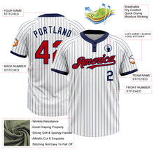 Загрузить изображение в средство просмотра галереи, Custom White Navy Pinstripe Red Two-Button Unisex Softball Jersey
