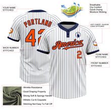 Загрузить изображение в средство просмотра галереи, Custom White Navy Pinstripe Orange Two-Button Unisex Softball Jersey
