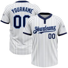 Загрузить изображение в средство просмотра галереи, Custom White Navy Pinstripe Light Blue Two-Button Unisex Softball Jersey
