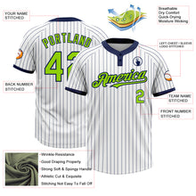 Charger l&#39;image dans la galerie, Custom White Navy Pinstripe Neon Green Two-Button Unisex Softball Jersey
