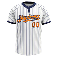 Charger l&#39;image dans la galerie, Custom White Navy Pinstripe Bay Orange Two-Button Unisex Softball Jersey
