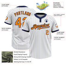 Charger l&#39;image dans la galerie, Custom White Navy Pinstripe Bay Orange Two-Button Unisex Softball Jersey
