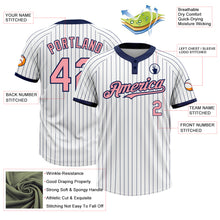 Загрузить изображение в средство просмотра галереи, Custom White Navy Pinstripe Medium Pink Two-Button Unisex Softball Jersey
