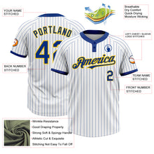 Laden Sie das Bild in den Galerie-Viewer, Custom White Royal Pinstripe Yellow Two-Button Unisex Softball Jersey
