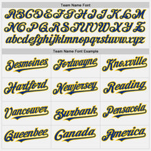 Load image into Gallery viewer, Custom White Royal Pinstripe Yellow Two-Button Unisex Softball Jersey
