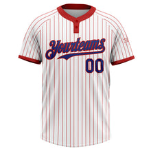 Laden Sie das Bild in den Galerie-Viewer, Custom White Red Pinstripe Royal Two-Button Unisex Softball Jersey
