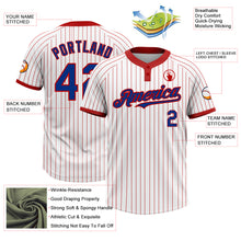Load image into Gallery viewer, Custom White Red Pinstripe Royal Two-Button Unisex Softball Jersey
