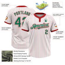Load image into Gallery viewer, Custom White Red Pinstripe Kelly Green Two-Button Unisex Softball Jersey
