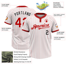 Load image into Gallery viewer, Custom White Red Pinstripe Black Two-Button Unisex Softball Jersey
