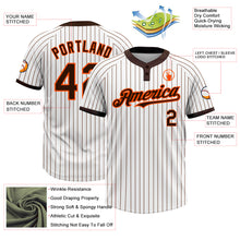 Laden Sie das Bild in den Galerie-Viewer, Custom White Brown Pinstripe Orange Two-Button Unisex Softball Jersey
