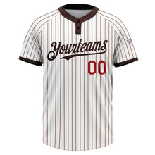 Load image into Gallery viewer, Custom White Brown Pinstripe Red Two-Button Unisex Softball Jersey
