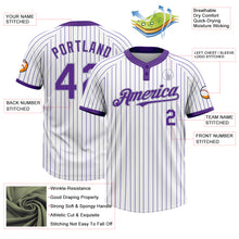 Load image into Gallery viewer, Custom White Purple Pinstripe Gray Two-Button Unisex Softball Jersey
