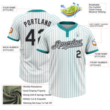 Load image into Gallery viewer, Custom White Teal Pinstripe Black-Gray Two-Button Unisex Softball Jersey
