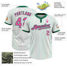 Laden Sie das Bild in den Galerie-Viewer, Custom White Kelly Green Pinstripe Pink Two-Button Unisex Softball Jersey

