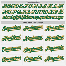 Load image into Gallery viewer, Custom White Kelly Green Pinstripe Old Gold Two-Button Unisex Softball Jersey
