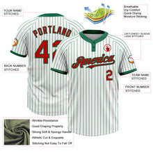 Load image into Gallery viewer, Custom White Kelly Green Pinstripe Red Two-Button Unisex Softball Jersey
