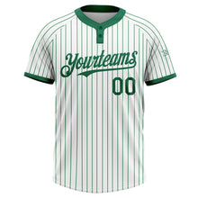 Laden Sie das Bild in den Galerie-Viewer, Custom White Kelly Green Pinstripe Kelly Green Two-Button Unisex Softball Jersey
