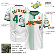 Load image into Gallery viewer, Custom White Kelly Green Pinstripe Orange Two-Button Unisex Softball Jersey
