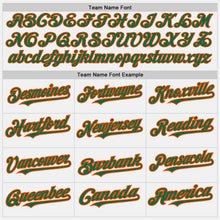 Load image into Gallery viewer, Custom White Kelly Green Pinstripe Orange Two-Button Unisex Softball Jersey

