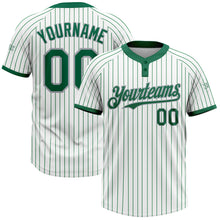 Загрузить изображение в средство просмотра галереи, Custom White Kelly Green Pinstripe Gray Two-Button Unisex Softball Jersey
