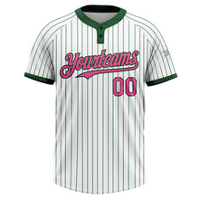 Laden Sie das Bild in den Galerie-Viewer, Custom White Green Pinstripe Pink Two-Button Unisex Softball Jersey
