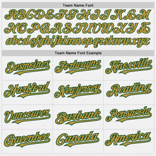 Load image into Gallery viewer, Custom White Green Pinstripe Old Gold Two-Button Unisex Softball Jersey
