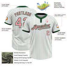 Load image into Gallery viewer, Custom White Green Pinstripe Medium Pink Two-Button Unisex Softball Jersey
