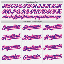 Laden Sie das Bild in den Galerie-Viewer, Custom White Pink Pinstripe Purple Two-Button Unisex Softball Jersey
