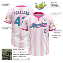 Laden Sie das Bild in den Galerie-Viewer, Custom White Pink Pinstripe Teal Two-Button Unisex Softball Jersey

