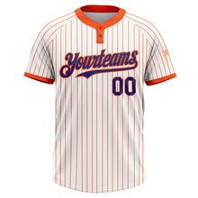 Load image into Gallery viewer, Custom White Orange Pinstripe Royal Two-Button Unisex Softball Jersey
