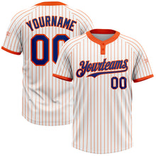 Load image into Gallery viewer, Custom White Orange Pinstripe Royal Two-Button Unisex Softball Jersey
