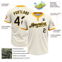 Charger l&#39;image dans la galerie, Custom White Gold Pinstripe Navy Two-Button Unisex Softball Jersey
