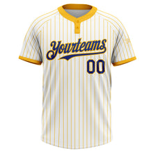 Load image into Gallery viewer, Custom White Gold Pinstripe Royal Two-Button Unisex Softball Jersey
