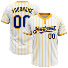 Load image into Gallery viewer, Custom White Gold Pinstripe Royal Two-Button Unisex Softball Jersey
