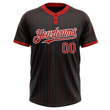 Laden Sie das Bild in den Galerie-Viewer, Custom Black Red Pinstripe White Two-Button Unisex Softball Jersey
