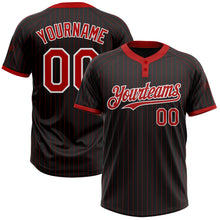 Laden Sie das Bild in den Galerie-Viewer, Custom Black Red Pinstripe White Two-Button Unisex Softball Jersey
