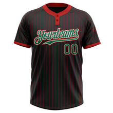 Загрузить изображение в средство просмотра галереи, Custom Black Red Pinstripe Kelly Green-White Two-Button Unisex Softball Jersey
