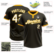 Load image into Gallery viewer, Custom Black Gold Pinstripe White-Gold Two-Button Unisex Softball Jersey
