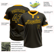 Load image into Gallery viewer, Custom Black Gold Pinstripe Gold Two-Button Unisex Softball Jersey
