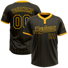 Load image into Gallery viewer, Custom Black Gold Pinstripe Gold Two-Button Unisex Softball Jersey
