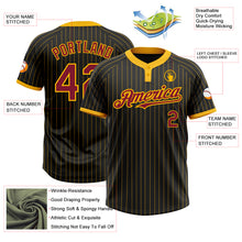 Load image into Gallery viewer, Custom Black Gold Pinstripe Crimson Two-Button Unisex Softball Jersey
