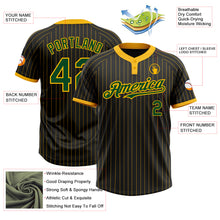 Load image into Gallery viewer, Custom Black Gold Pinstripe Green Two-Button Unisex Softball Jersey
