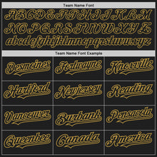 Laden Sie das Bild in den Galerie-Viewer, Custom Black Old Gold Pinstripe Old Gold Two-Button Unisex Softball Jersey
