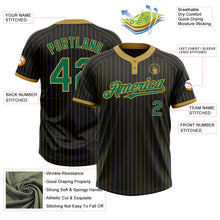 Load image into Gallery viewer, Custom Black Old Gold Pinstripe Kelly Green Two-Button Unisex Softball Jersey
