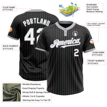 Load image into Gallery viewer, Custom Black Gray Pinstripe White Two-Button Unisex Softball Jersey
