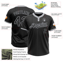 Laden Sie das Bild in den Galerie-Viewer, Custom Black Gray Pinstripe Gray Two-Button Unisex Softball Jersey

