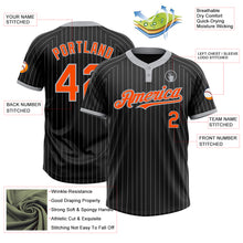 Laden Sie das Bild in den Galerie-Viewer, Custom Black Gray Pinstripe Orange Two-Button Unisex Softball Jersey
