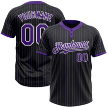 Load image into Gallery viewer, Custom Black Purple Pinstripe White Two-Button Unisex Softball Jersey
