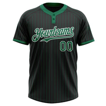 Load image into Gallery viewer, Custom Black Kelly Green Pinstripe White Two-Button Unisex Softball Jersey
