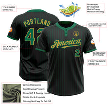 Load image into Gallery viewer, Custom Black Kelly Green Pinstripe Old Gold Two-Button Unisex Softball Jersey
